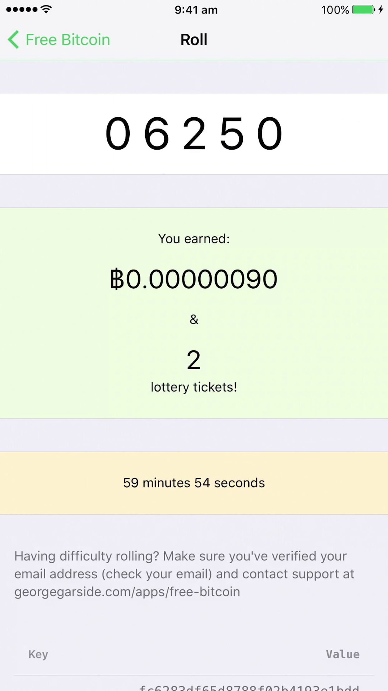 Rolled random number for bitcoin faucet
