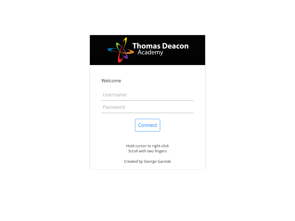 TDA Connect Screenshot of login page