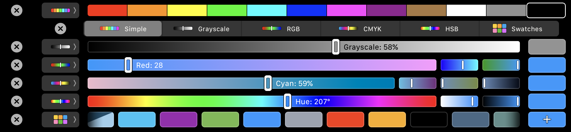 All new colour picker in the Touch Bar in macOS High Sierra