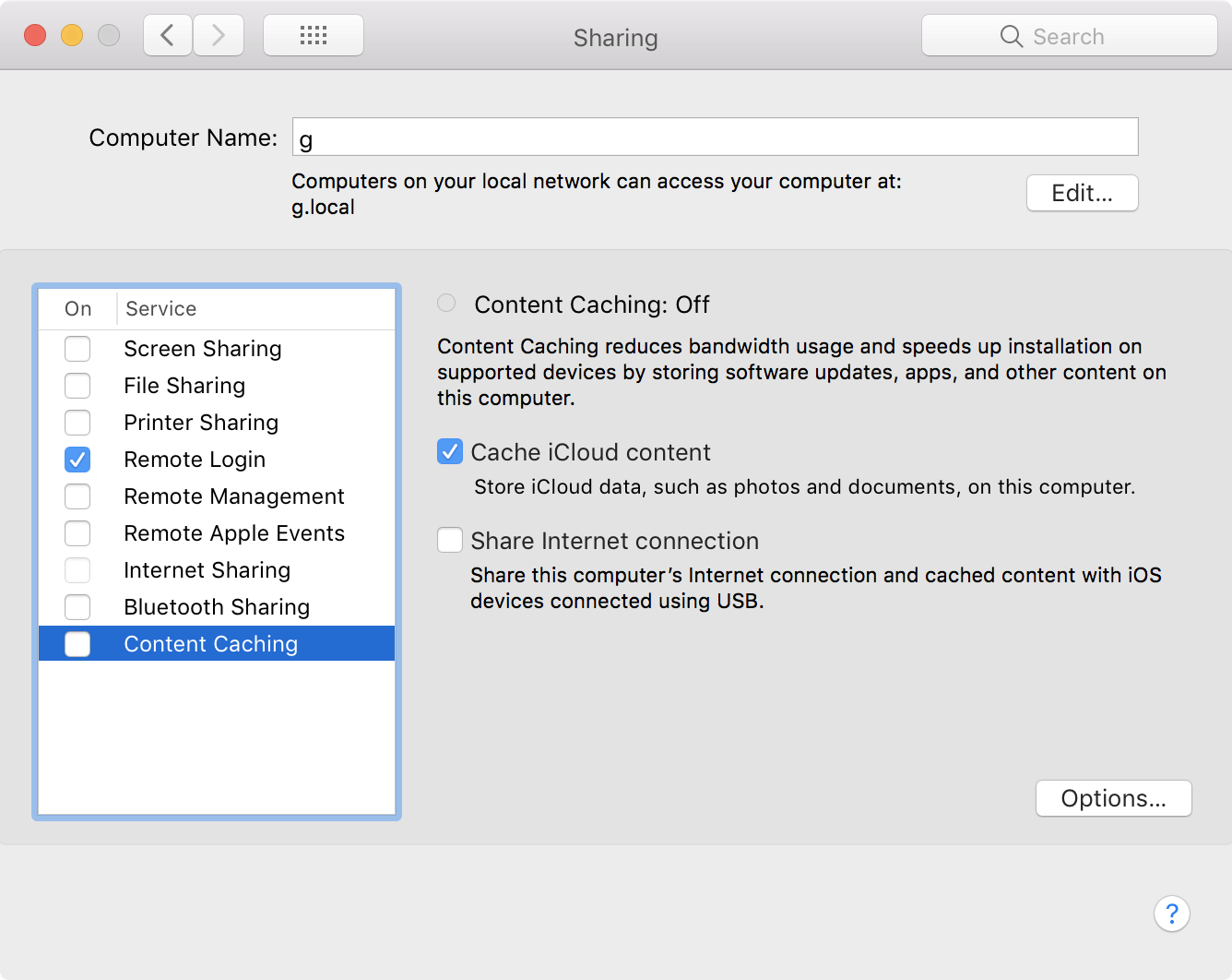 Content caching in Sharing.prefpane for macOS High Sierra