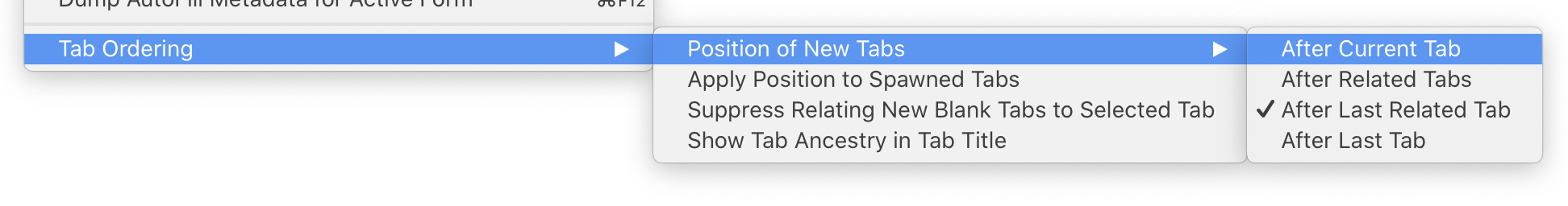 Tab Ordering > Position of New Tabs > After Current Tab