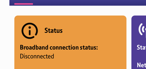 BT Hub Broadband connection status: Disconnected