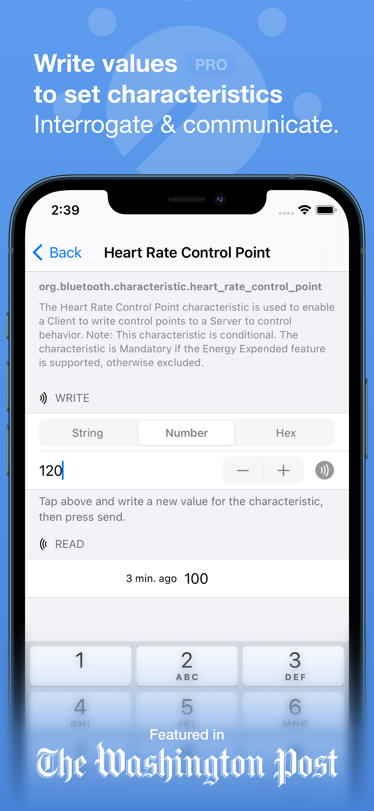Bluetooth Inspector write values to set characteristics