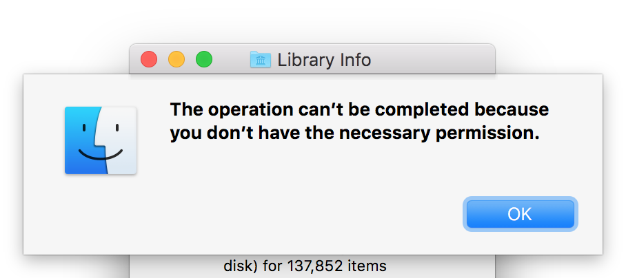 The operation can't be completed because you don't have the necessary permission.