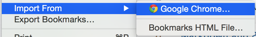 Import bookmarks from Google Chrome to Safari