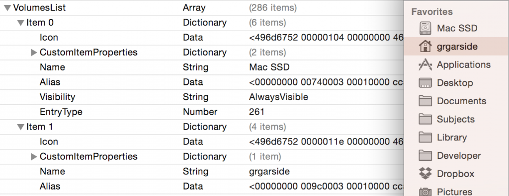 Finder Sidebar Preferences Property List with macOS Finder Sidebar