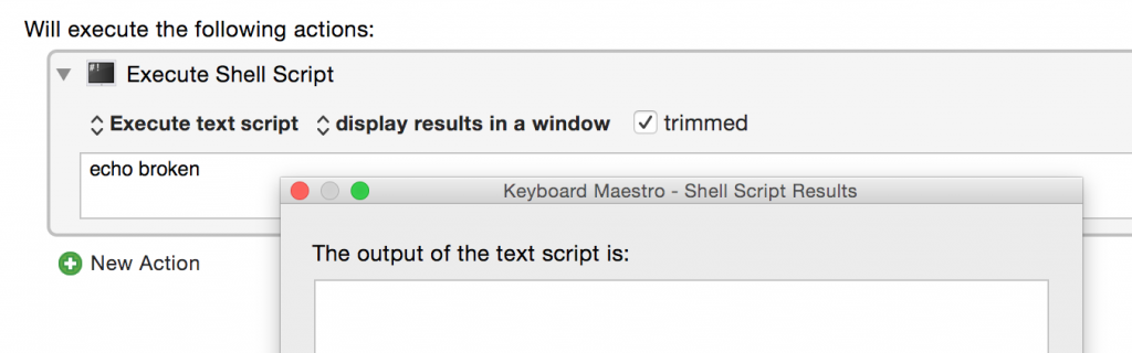 keyboard maestro execute in interactive shell