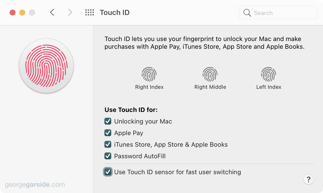 Touch ID fast user switching
