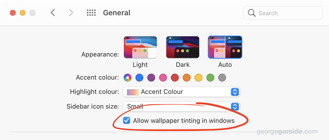 Allow wallpaper tinting in Appearance.prefPane