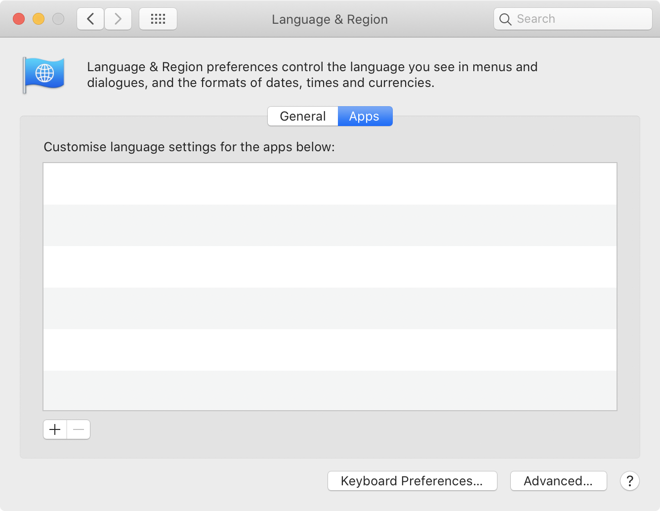 Custom language per app