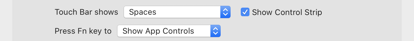System Preferences setting Touch Bar shows Spaces