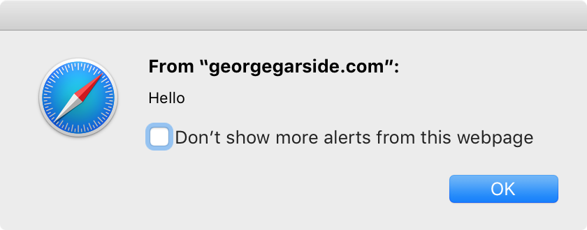 Safari 8.0.7 Don't show more alerts from this webpage