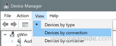 Device Manager View Device by Connection